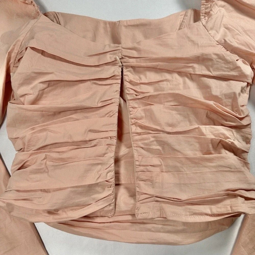 ASTR the Label Blush Sweetheart Ruched Puff Long Sleeve‎ Blouse Size Medium